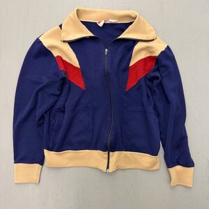 Vintage 1980s Navy Zip Front Track Jacket